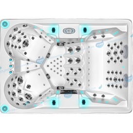 4 personer hydromassage utomhusbad | Whirlpool hottub med vattenfall - Joyee